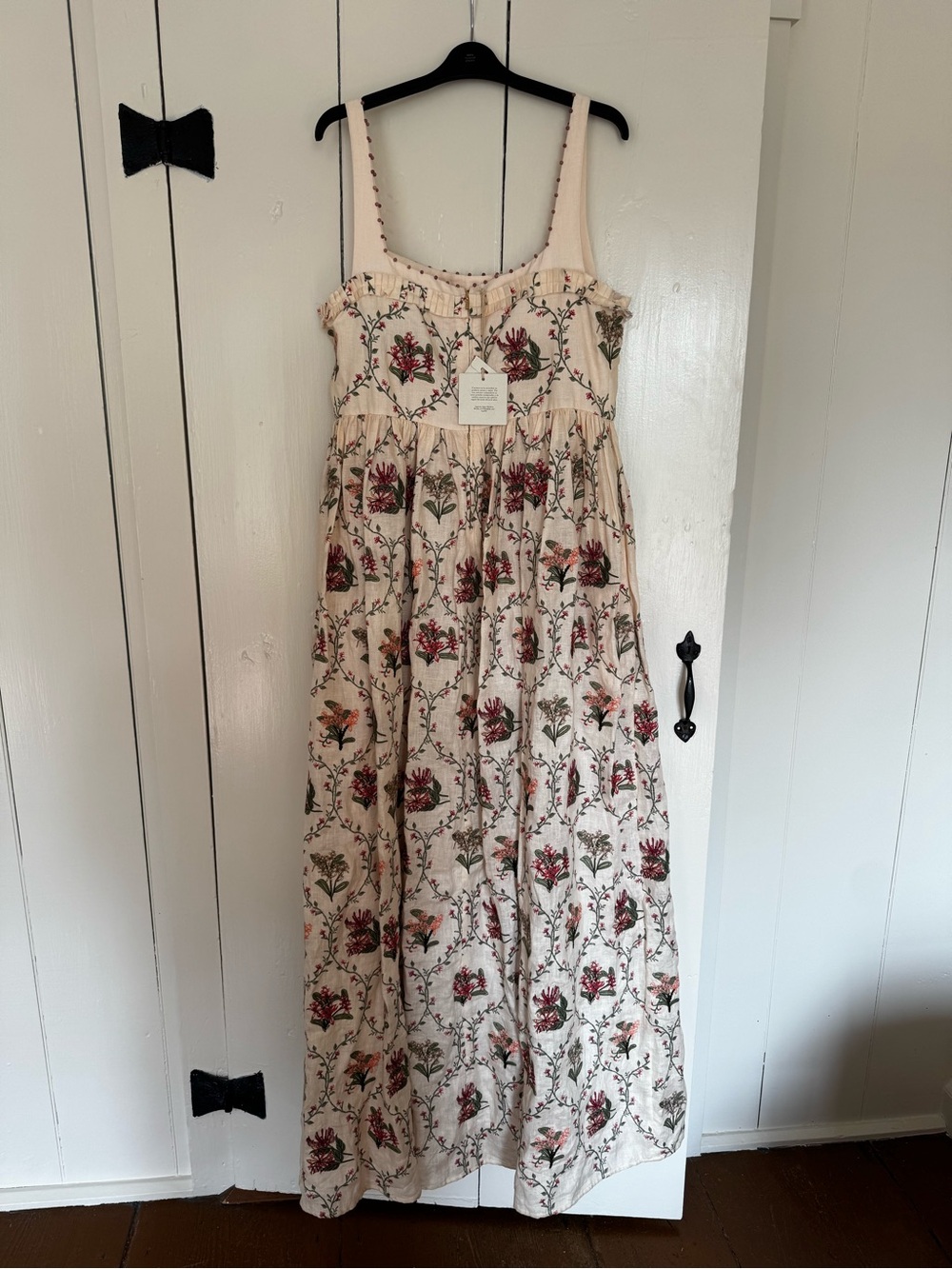 Agua by Agua Bendita Barbara Floral Hand Embroidered linen Maxi Dress NWT - Picture 3 of 9